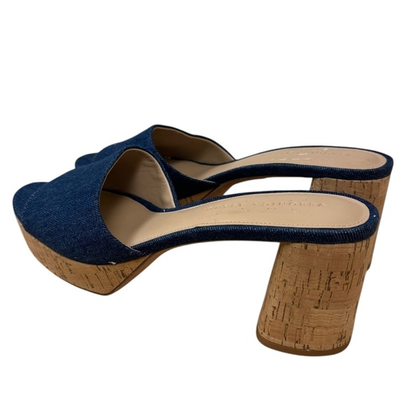 Veronica Beard Women Dali Denim Cork Platform Mules Sandals Heels Sz 10 EUC - Picture 2 of 12